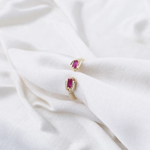 Double Baguette Ruby Adjustable Sterling Silver Ring Double Baguette Ruby Adjustable Sterling Silver Ring