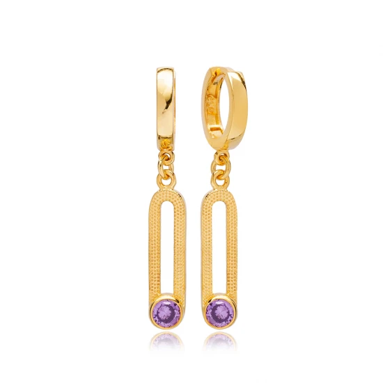 February Amethyst 12mm Dangle Sterling Silver Earrings February Amethyst 12mm Dangle Sterling Silver Earrings