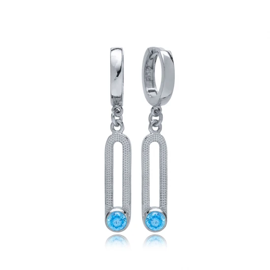 March Blue Aquamarine 12mm Dangle 925 Silver Earrings March Blue Aquamarine 12mm Dangle 925 Silver Earrings