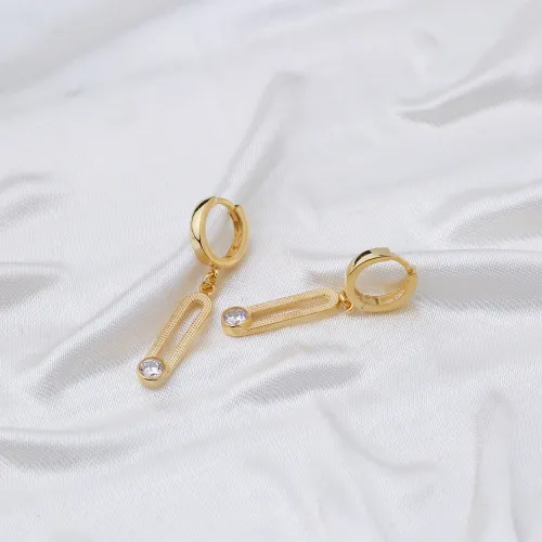 April CZ 12mm Dangle 925 Sterling Silver Earrings