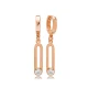 April CZ 12mm Dangle 925 Sterling Silver Earrings
