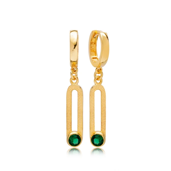 Emerald 12mm Dangle 925 Sterling Silver Earrings Emerald 12mm Dangle 925 Sterling Silver Earrings