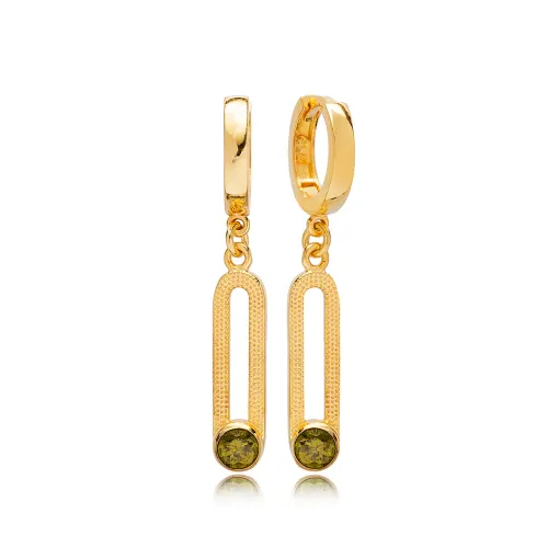 Peridot 12mm Dangle 925 Sterling Silver Earrings