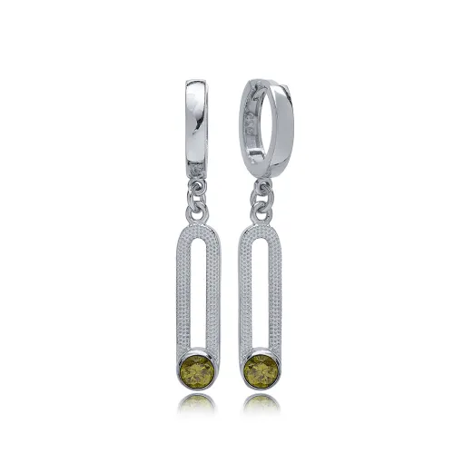 Peridot 12mm Dangle 925 Sterling Silver Earrings