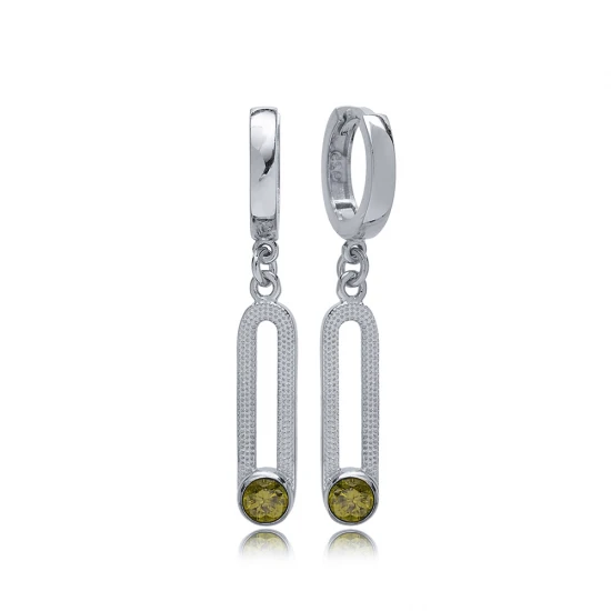 Peridot 12mm Dangle 925 Sterling Silver Earrings