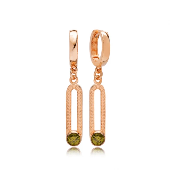 Peridot 12mm Dangle 925 Sterling Silver Earrings