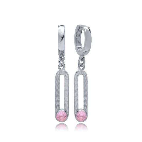 Pink Quartz 12mm Dangle 925 Sterling Silver Earrings Pink Quartz 12mm Dangle 925 Sterling Silver Earrings