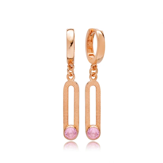 Pink Quartz 12mm Dangle 925 Sterling Silver Earrings Pink Quartz 12mm Dangle 925 Sterling Silver Earrings