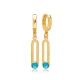 Aquamarine Blue CZ 12mm Dangle Sterling Silver Earrings Aquamarine Blue CZ 12mm Dangle Sterling Silver Earrings