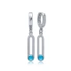Aquamarine Blue CZ 12mm Dangle Sterling Silver Earrings Aquamarine Blue CZ 12mm Dangle Sterling Silver Earrings