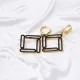 Geometric Black CZ Dangle 925 Sterling Silver Earrings