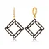 Geometric Black CZ Dangle 925 Sterling Silver Earrings