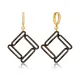 Geometric Black CZ Dangle 925 Sterling Silver Earrings