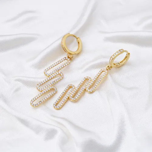Geometric CZ Dangle 925 Sterling Silver Earrings
