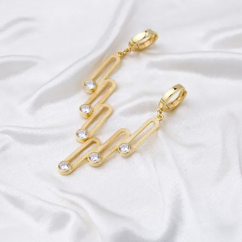 Geometric CZ Dangle Sterling Silver Earrings