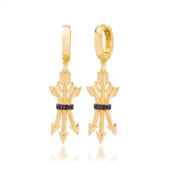 Arrow Black CZ Dangle 925 Sterling Silver Earrings Arrow Black CZ Dangle 925 Sterling Silver Earrings