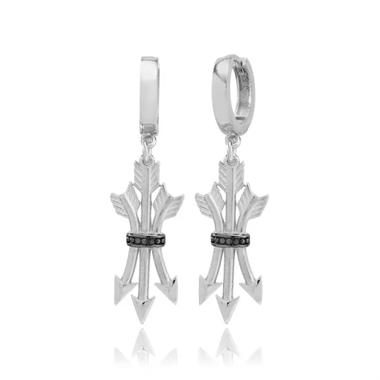 Arrow Black CZ Dangle 925 Sterling Silver Earrings Arrow Black CZ Dangle 925 Sterling Silver Earrings