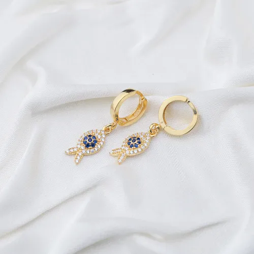Fish Sapphire CZ Dangle 925 Sterling Silver Earrings Fish Sapphire CZ Dangle 925 Sterling Silver Earrings