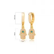 Hamsa CZ Turquoise Dangle 925 Sterling Silver Earrings