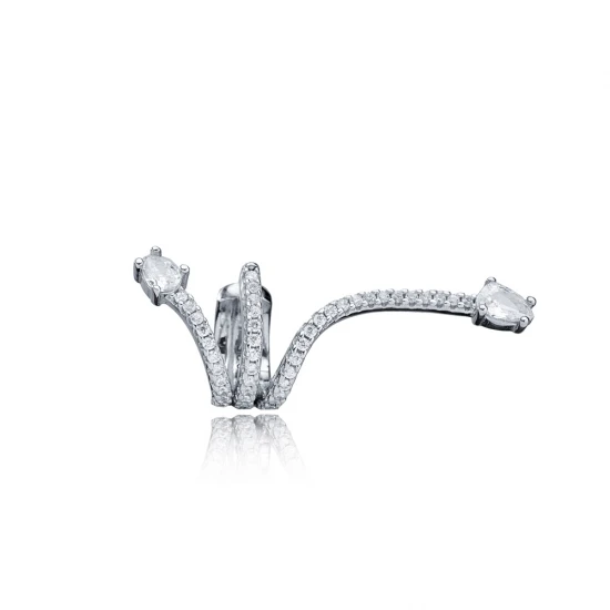 Shape Clear CZ Cartilage Single 925 Silver Earrings