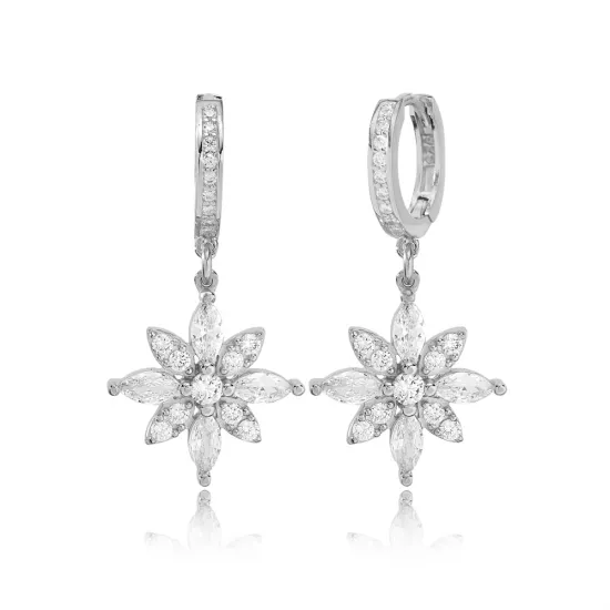 Stylish Flower Design Citrine and Zircon Stone Dangle Earrings Turkish Wholesale Handmade 925 Sterling Silver Jewelry Stylish Flower Design Citrine and Zircon Stone Dangle Earrings Turkish Wholesale Handmade 925 Sterling Silver Jewelry