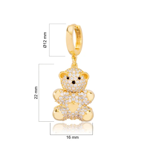 Cute Bear CZ Dangle Single 925 Sterling Silver Earrings Cute Bear CZ Dangle Single 925 Sterling Silver Earrings