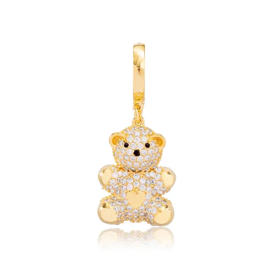 Cute Bear Design Zirconia Stone Dangle Single Earring Turkish 925 Silver Sterling Silver Jewelry Cute Bear Design Zirconia Stone Dangle Single Earring Turkish 925 Silver Sterling Silver Jewelry