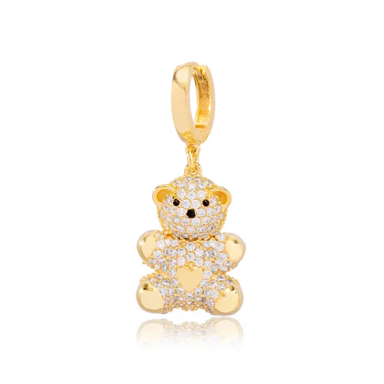 Cute Bear Design Zirconia Stone Dangle Single Earring Turkish 925 Silver Sterling Silver Jewelry Cute Bear Design Zirconia Stone Dangle Single Earring Turkish 925 Silver Sterling Silver Jewelry