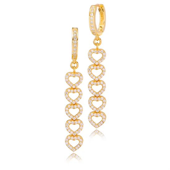 Multi Heart Charm Zircon Long Earrings Multi Heart Charm Zircon Long Earrings