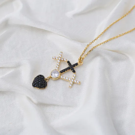 Unique Cross Design Black and White Zirconia Charm Pendant Necklace Turkish 925 Sterling Silver Jewelry Unique Cross Design Black and White Zirconia Charm Pendant Necklace Turkish 925 Sterling Silver Jewelry
