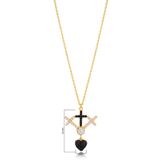 Unique Cross Design Black and White Zirconia Charm Pendant Necklace Turkish 925 Sterling Silver Jewelry Unique Cross Design Black and White Zirconia Charm Pendant Necklace Turkish 925 Sterling Silver Jewelry