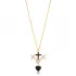 Unique Cross Design Black and White Zirconia Charm Pendant Necklace Turkish 925 Sterling Silver Jewelry