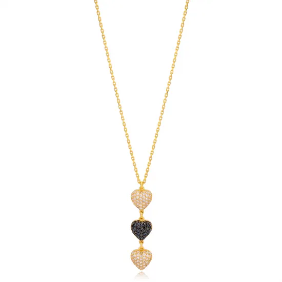 Stylish Multi Heart Charm Zircon Stone Pendant Necklace Turkish 925 Sterling Silver Jewelry Stylish Multi Heart Charm Zircon Stone Pendant Necklace Turkish 925 Sterling Silver Jewelry