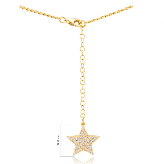 Single Belly Chain Star CZ Body Sterling Silver Pendant | 925 Sterling Silver Wholesale | Sade Silver Single Belly Chain Star CZ Body Sterling Silver Pendant - Sade 925 Silver Jewelry