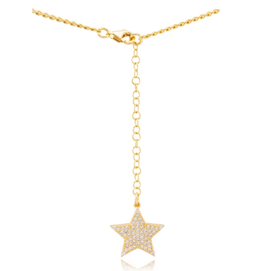Single Belly Chain Star CZ Body Sterling Silver Pendant | 925 Sterling Silver Wholesale | Sade Silver Single Belly Chain Star CZ Body Sterling Silver Pendant - Sade 925 Silver Jewelry