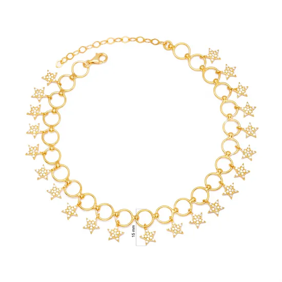 Fancy Multi Star Shaker 925 Sterling Silver Anklet