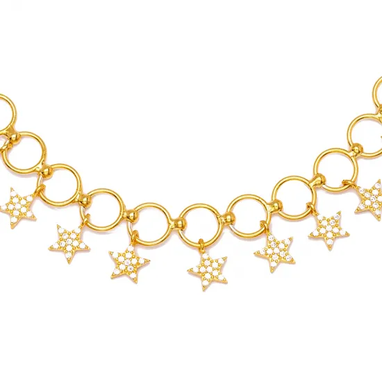 Fancy Multi Star Shaker 925 Sterling Silver Anklet