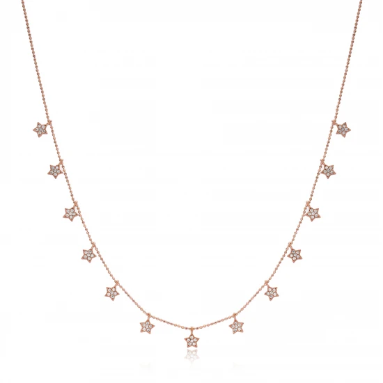 CZ Star Shape Shaker 925 Sterling Silver Necklace - Sade 925 Silver Jewelry