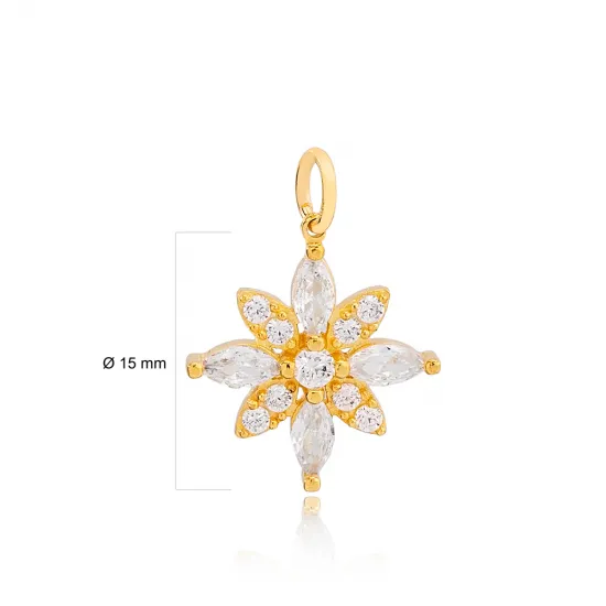 Flower Zirconia and Citrine Stone Detailed Handmade 925 Sterling Silver Wholesale Turkish Charm Jewelry Flower Zirconia and Citrine Stone Detailed Handmade 925 Sterling Silver Wholesale Turkish Charm Jewelry