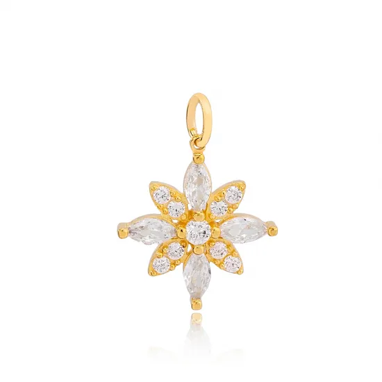 Flower Zirconia and Citrine Stone Detailed Handmade 925 Sterling Silver Wholesale Turkish Charm Jewelry Flower Zirconia and Citrine Stone Detailed Handmade 925 Sterling Silver Wholesale Turkish Charm Jewelry