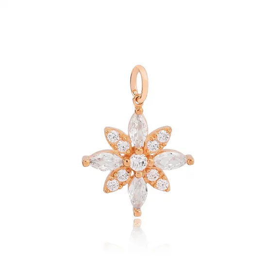 Flower Zirconia and Citrine Stone Detailed Handmade 925 Sterling Silver Wholesale Turkish Charm Jewelry Flower Zirconia and Citrine Stone Detailed Handmade 925 Sterling Silver Wholesale Turkish Charm Jewelry