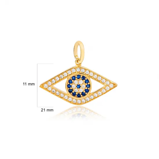 Sapphire And CZ Evil Eye 925 Sterling Silver Pendant Sapphire And CZ Evil Eye 925 Sterling Silver Pendant