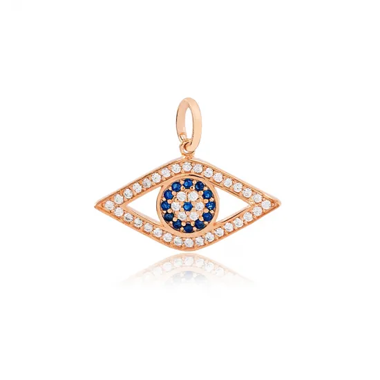Sapphire And CZ Evil Eye 925 Sterling Silver Pendant Sapphire And CZ Evil Eye 925 Sterling Silver Pendant