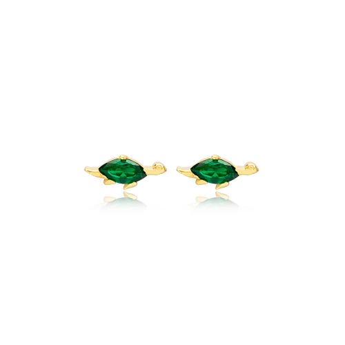 Turtle Emerald 925 Sterling Silver Earrings