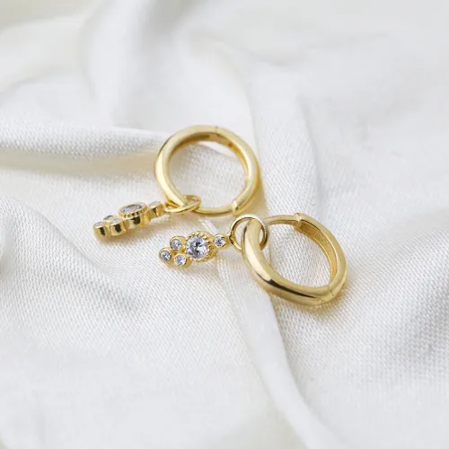 Multi Round Geometric Dangle Sterling Silver Earrings