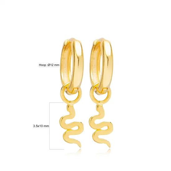 Plain Snake 12mm Dangle 925 Sterling Silver Earrings