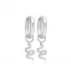 Plain Snake 12mm Dangle 925 Sterling Silver Earrings