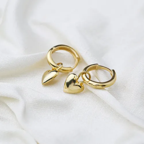 Heart Shape 12mm Dangle 925 Sterling Silver Earrings