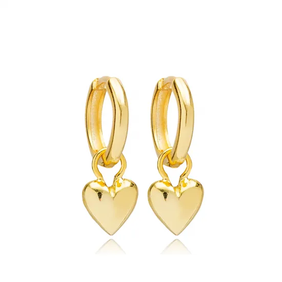 Trendy Heart Shape 12mm Hoop Dangle Earrings Handmade Turkish Wholesale 925 Sterling Silver Jewelry Trendy Heart Shape 12mm Hoop Dangle Earrings Handmade Turkish Wholesale 925 Sterling Silver Jewelry