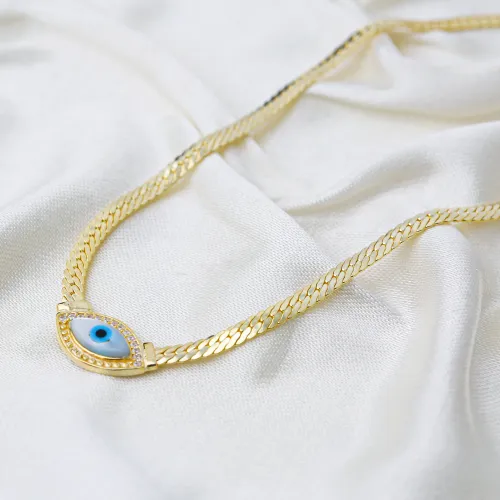 Evil Eye Curb Chain 925 Sterling Silver Necklace